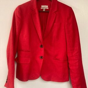 J Crew red Linen Schoolboy jacket